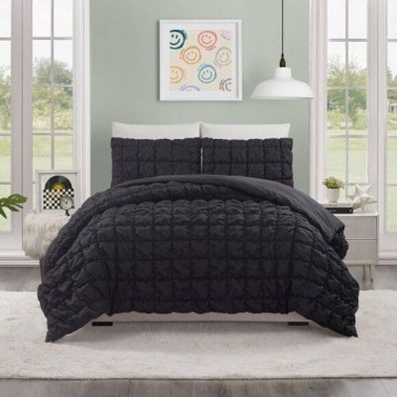 Makers Collective - Teen Twin/Twin XL Puffy Comforter Set Black - Make Black - Picture 1 of 4